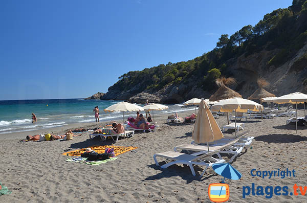Chaises longues sur la plage de Boix - Ibiza