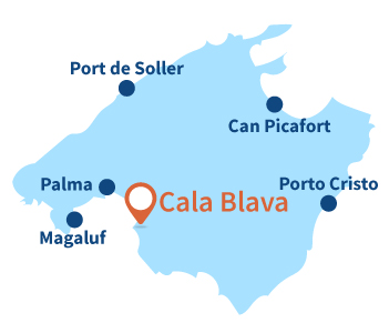 Localisation de Cala Blava sur l'ile de Majorque aux Baléares