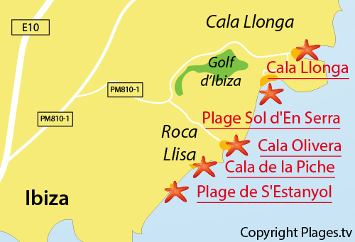 Carte de la plage Cala Olivera à Ibiza