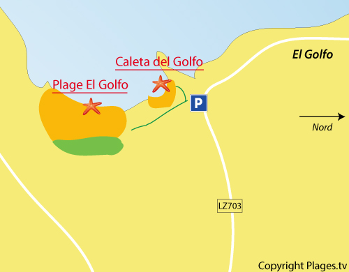 Carte de la crique d'El Golfo à Lanzarote
