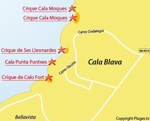 Carte de la crique de ses Lleonardes à Majorque - Baléares