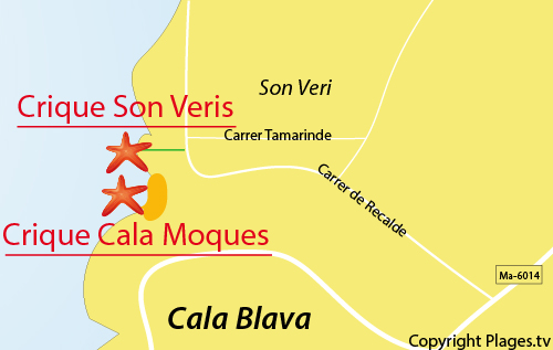 Carte des plages de So Veris à Majorque