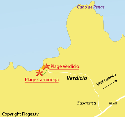 Carte de la crique de Carniciega en Espagne