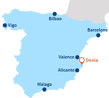 Localisation de Denia en Espagne