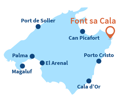 Localisation de Font de sa Cala à Majorque