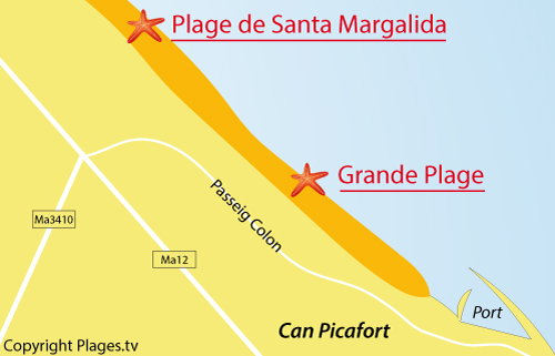 Carte de la Grande Plage de Can Picafort - Baléares