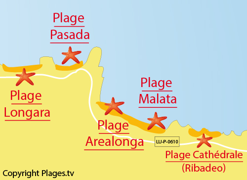 Carte de la plage de Arealonga à Barreiros