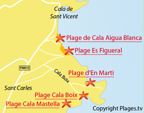 Carte de la plage de Boix à Ibiza