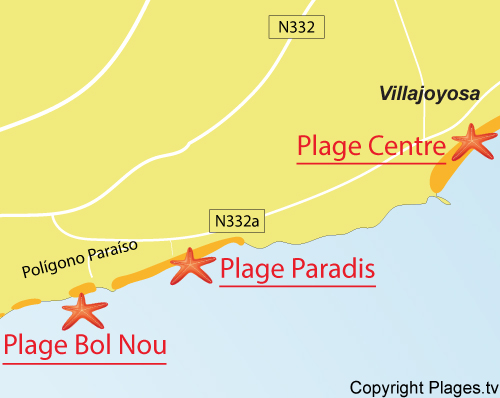 Carte de la plage Bol Nou à Villajoyosa