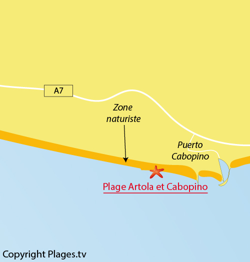 Carte de la plage de Cabopino à Marbella