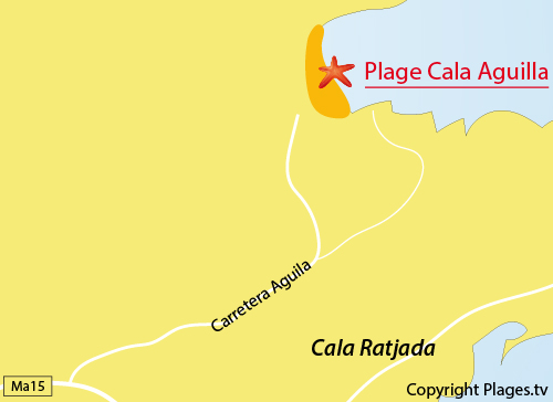 Carte de la plage de Cala Aguilla à Majorque