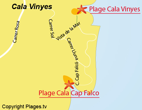 Carte de la plage de Cap Falco à Majorque