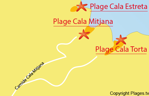 Carte de la plage de Cala Estreta à Majorque