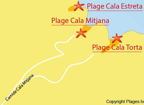 Carte de la plage dans la Cala Mitjana à Majorque