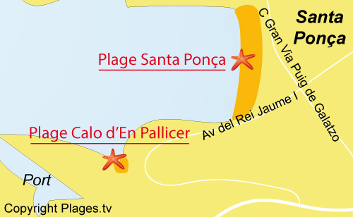 Carte de la plage de Calo En Pallicer à Santa Ponca