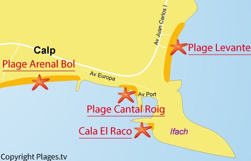 Carte de la plage de Cantal Roig à Calpe - Alicante