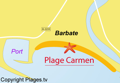 Carte de la plage de Carmen à Barbate
