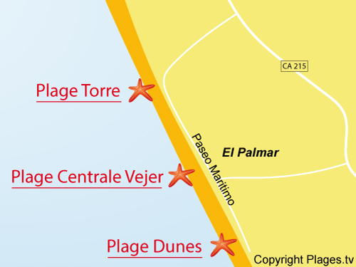 Carte de la plage Centrale d'El Palmar