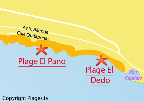Carte de la plage El Dedo à Malaga