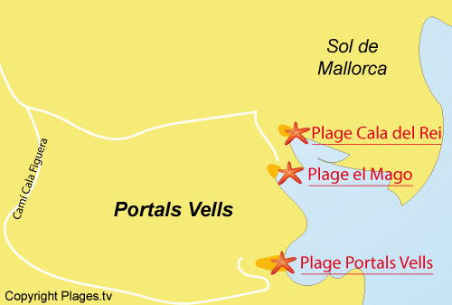 Carte de la plage El Mago - Majorque