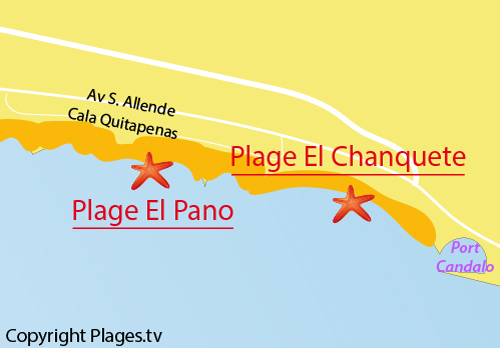 Carte de la plage El Pano à Malaga