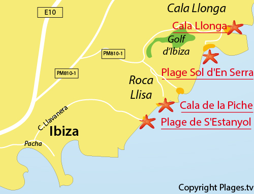 Carte de la plage S'Estanyol à Ibiza