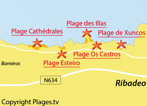 Carte de la plage Esteiro à Ribadeo