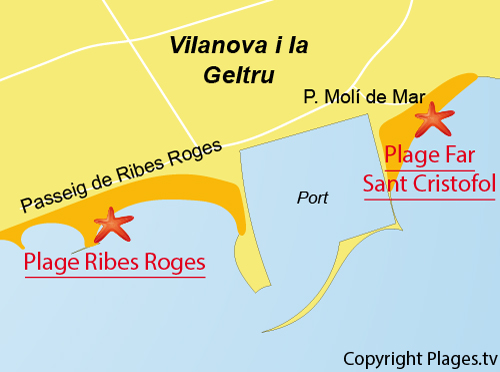 Carte de la plage du Phare à Vilanova i Geltru