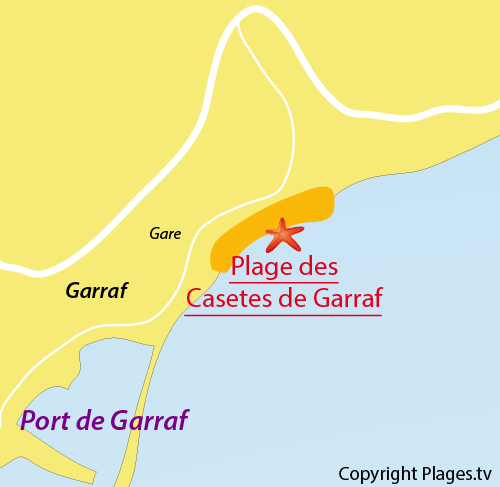 Carte de la plage de Garraf en Espagne