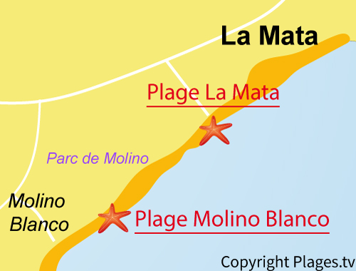 Carte de la plage de La Mata en Espagne