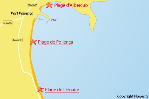 Carte de la plage de Llenaire à Port Pollença - Baléares