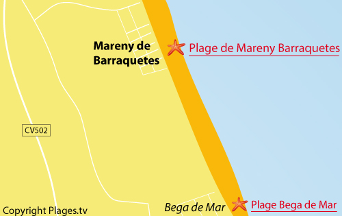 Carte de la plage de Mareny de Barraquetes - Espagne