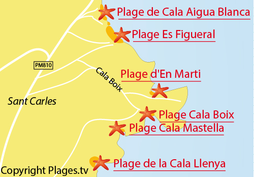 Carte de la plage de Mastella à Ibiza