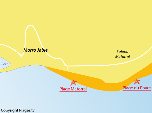 Carte de la plage de Matorral à Morro Jable - Fuerteventura