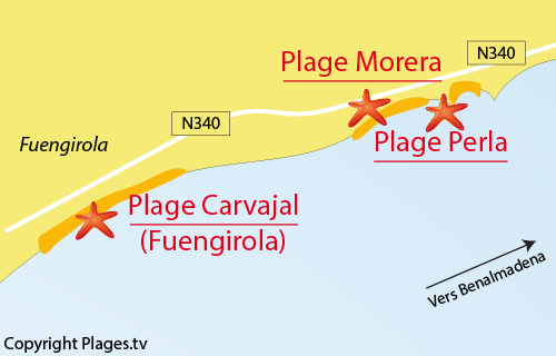 Carte de la plage de Morera à Benalmadena - Espagne