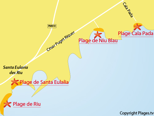 Carte de la plage de Niu Blau à Ibiza