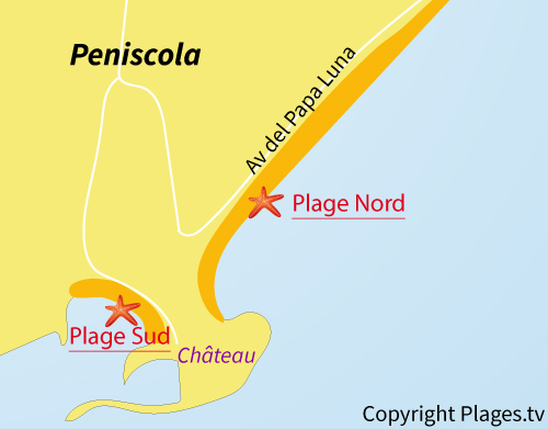 Carte de la plage Nord de Peniscola - Espagne