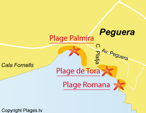 Carte de la plage de Palmira à peguera