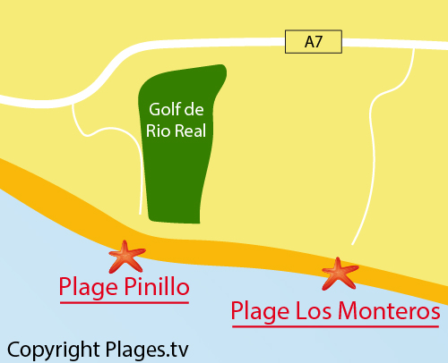 Carte de la plage del Pinillo à Marbella