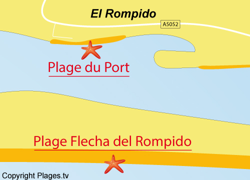 Carte de la plage du Port à El Rompido en Andalousie - Espagne