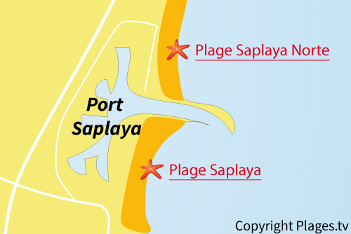 Carte de la plage de Saplaya Norte en Espagne