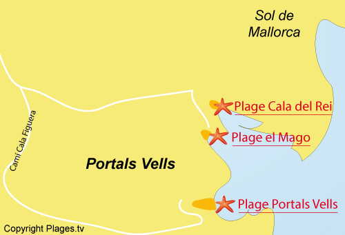 Carte de la plage de Portals Vells à Majorque