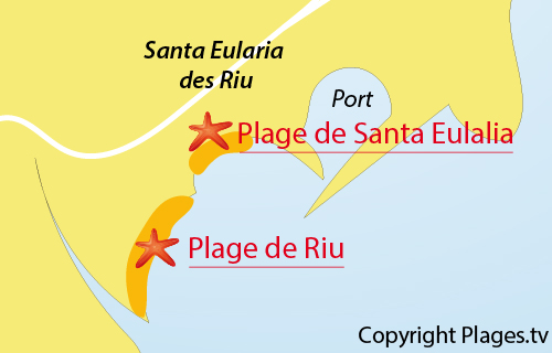 Carte de la plage du Riu à Ibiza
