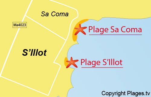 Carte de la plage de S'Illot à Majorque