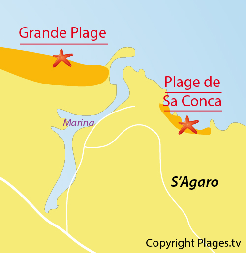 Carte de la plage de Sa Conca à Platja d'Aro - Espagne