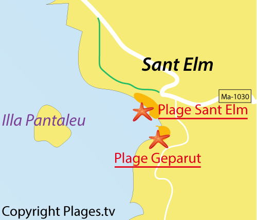 Carte de la plage de Sant Elm aux Baléares - Majorque