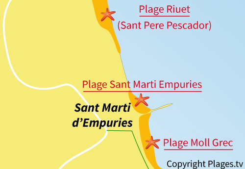 Map of beach of Sant Marti d'Empuries