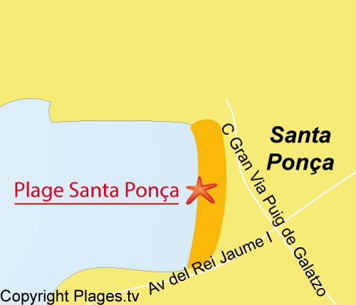 Carte de la plage de Santa Ponça à Majorque