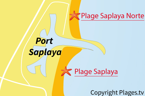 Carte de la plage de Saplaya - Espagne