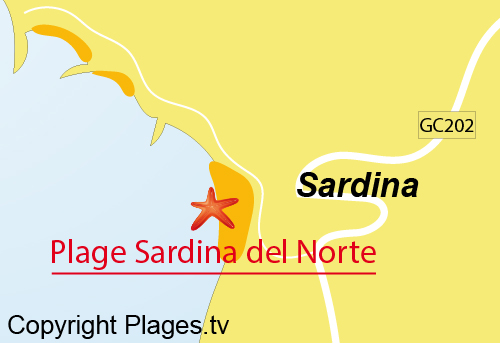 Carte de la plage de Sardina del Norte à Gran Canaria